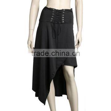 Front Short and Long Back Plain Dyed Women Skirt Dress photo-3