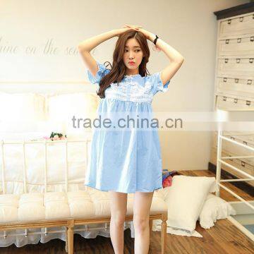 Cotton Sleep Shirt Breathable Lace Patchwork Ladies Sleepwear photo-4