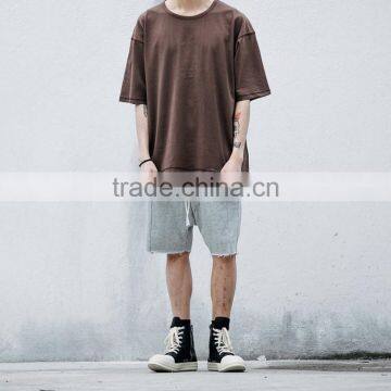 100% cotton raw hem casual loose harem shorts pants