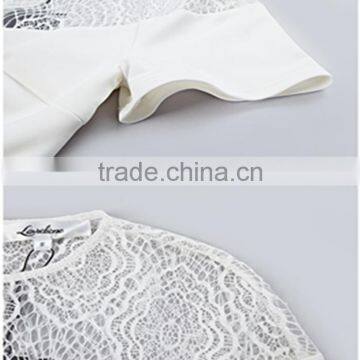 Hot Sales Wedding Dress Pure Dirndle Empty Lace Trim Neck ,transparent Grenadine Hem Ladies Dress OEM photo-3