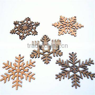Rustic Snowflake Christmas Tree Decorations Laser Cut From Natural Wooden photo-2