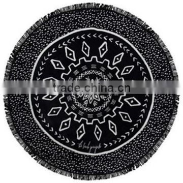 Round Beach Towel With Tassels Custom Design Printed Beach Blanket