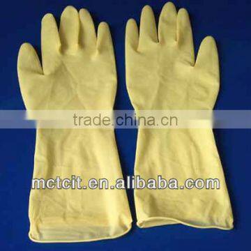 Disposable yellow color oil proof/non-toxic latex glove for housework