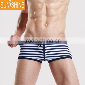 New High Quality Swimwear Male Slim Sexy Boxer Trunks Elastic Waistband Boardshorts