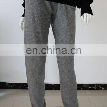 Luxurious 12GG flat knitted 100% pure cashmere pants low price