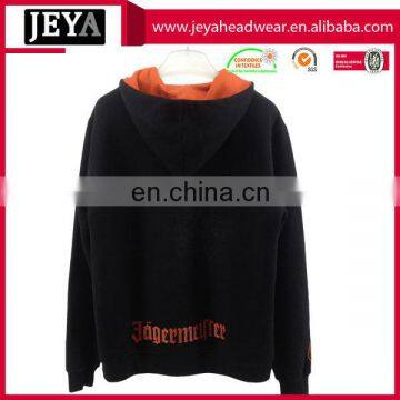 Thick cotton fabric round printing design hoodies , Gold logo orange hoody hoodies winter coat