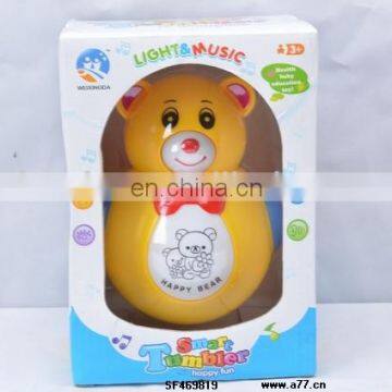 2014 plastic electronic musical bear tumbler toys with light for kids