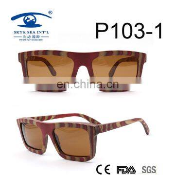 Square Shape Slim Temple Candy Wood Sunglasses