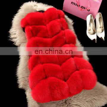 New design luxury hot sale long real fox fur vest from china