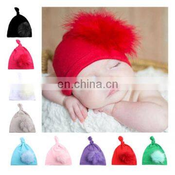 2017 new fashion children's fashion hair ball knot sharp angle cap new born baby hat
