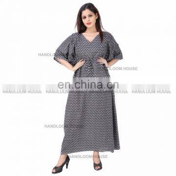 Indian Long Kaftan Dress Cotton Boho Maxi Plus Size Women Caftan Top Dress Gown