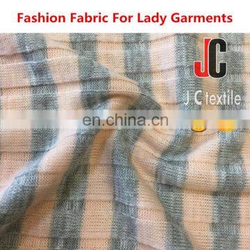 Shaoxing JC rib fabric composition T/R spandex stirpe rib fabric knit