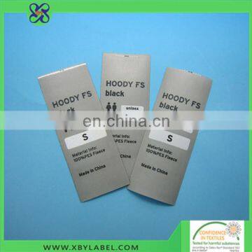 Fashion labels for Hoodies polyester satin garment care label