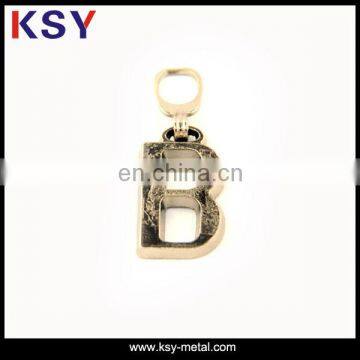 Mini letter type metal zipper puller fittings for clothing