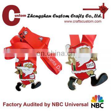 factory custom Running Santa Christmas medal