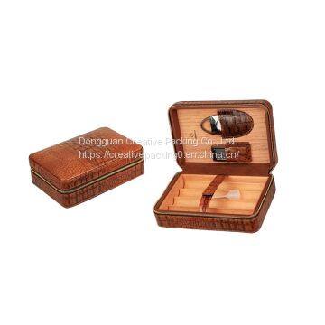 Custom Brown Leather Collection 12 Count Travel Cigar Humidor  best cigar humidifier  12 Count Cigar Humidor