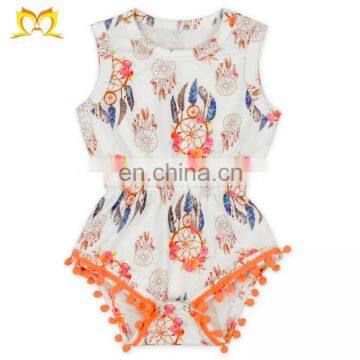 Cute Toddler Dreamcatcher Playsuit Cheap Infant One Piece Pom Pom Clothing Rompers