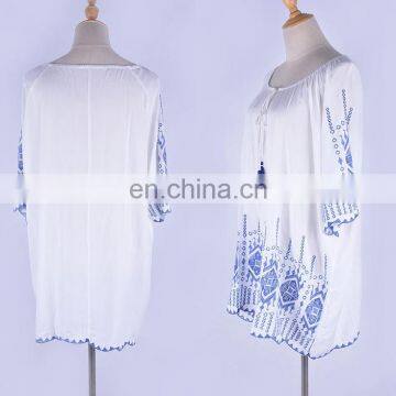 Cotton Embroidery Beach Cover up Tassel Plus Size Beach Dress Pareos de Playa Mujer Swimsuit Cover up Sarong Beachwear Vestido photo-6