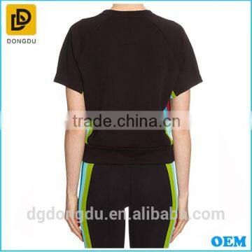 Customized Wholesale Lady Rainbow-striped Fashion Sport T Shirt 2016 photo-3