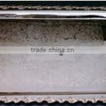 Silver Finish Rectangular Serving Tray With Handle