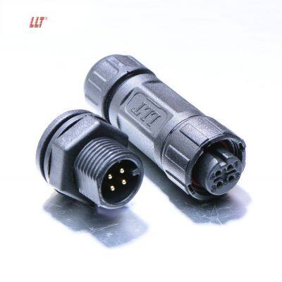 IP68  4pin LED M12 connector lighting outdoor 2 3 4 5 6 7 8  2+2 pin power waterproof panel connector