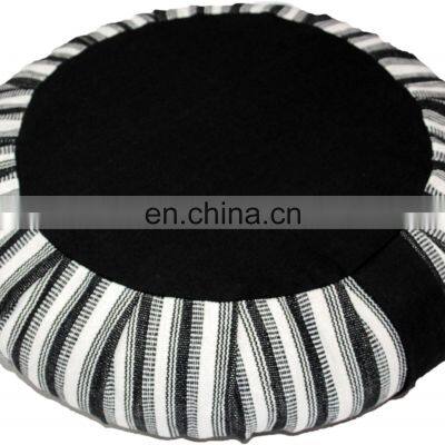 Cylindrical Zebra Striped Zafu Hand Loom Fabric Meditation Cushion Indian Supplier photo-3
