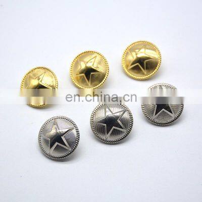 Custom Logo Loop Sewing Brass Military Uniform Star Logo Shank Button