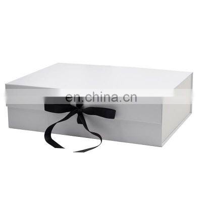 Wholesale Custom Color Ribbon Bow Rectangle Large White Flip Top Gift Box Packaging photo-2