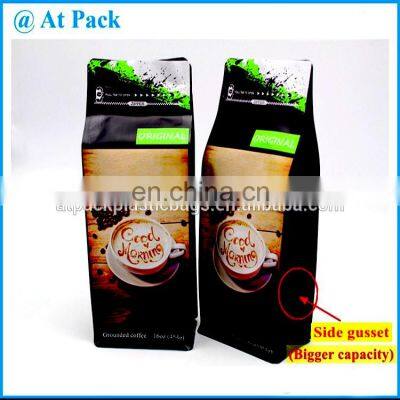 Custom Printed Side Gusset Compound Coffee Bag With One Way Valve