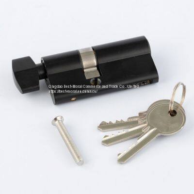 Gun Black Color Diamond and Rhombus Shaped Thumbturn Single Open Euro Profile Brass Lock Cylinder photo-4