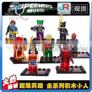 Mini Qute JR 8pcs/set Marvel Avenger Spiderman Batman super hero boys building block action figures educational toy NO.838