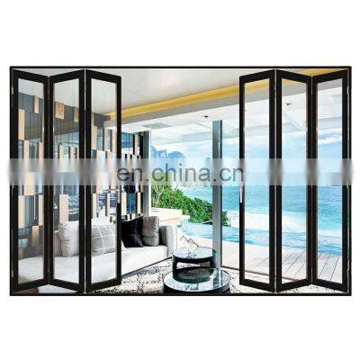 Custom folding aluminium door adjustable glass louvre door double entry  bifold door