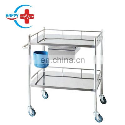 HC-M029 medical movable emergency Stainless Steel Treatment carts /medical trolley Multipurpose Cart