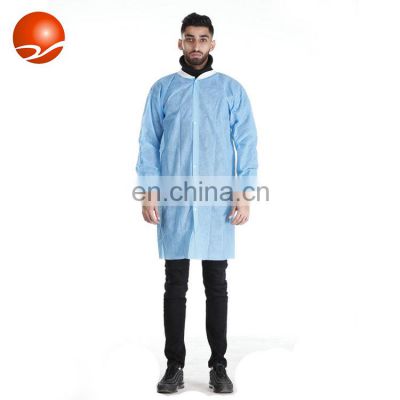 Blue Disposable Polypropylene Lab Coat Visitor Coat with Pockets for Scrubs Medical Supply