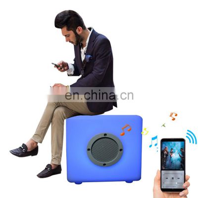 color changing Rechargeable cordless Portable plastic lantern cube music speaker with led lighting