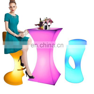 led nightclub furniture /RGBW color changing led outdoor patio garden nightclub furniture plastic party tables and chairs