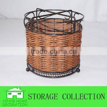 Handmade Kitchen Wicker & Wire Utensil Holder