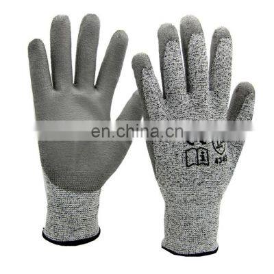 HPPE En388 Glass Garden Protective Anti Cut Level 5 PU Coated Construction Work Safety Cut Resistant Gloves photo-2