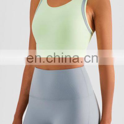 Wholesale High Stretch Fitness Gym Bra Fixed Pads Sports Yoga Bra Top Color Blocking Shockproof Outdoor Training Wear Apparel photo-4