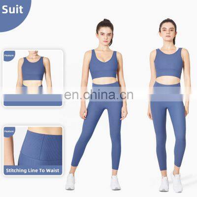 New Arrival Ribbed Tank Top Women Sports Bra High Impact Fitness Workout Yoga Bra