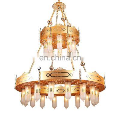 Gold mosque decoration glass chandelier for church decoration mosque lamp chandelier