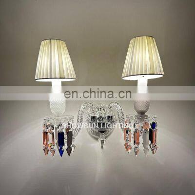 luxury indoor decorative living room modern crystal sconce wall lamp with shade corridor bedroom bedside wall light