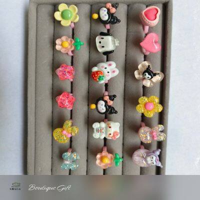 Kids' Colorful Adjustable Rings Set
