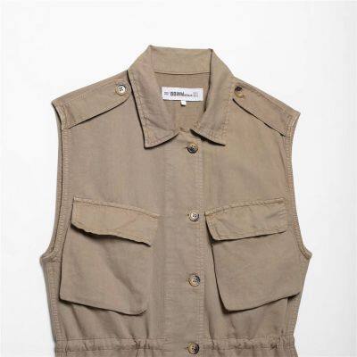 2025 Spring/Summer New European and American Style Women's Fashion Casual Pocket Decoration Sleeveless Short Dress photo-3