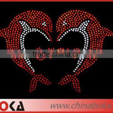 Fashion Love Dolphin Rhinestone Transfer Motif