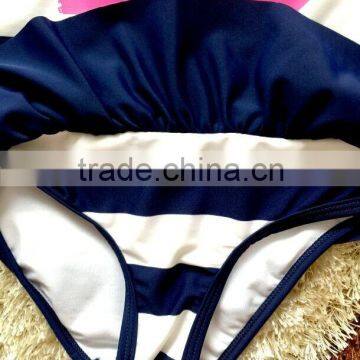 White and Black Stripes Children Swimwear,with a Customized Printing on Front, One Piece Kids Swimsuit,girls Swimwear photo-4
