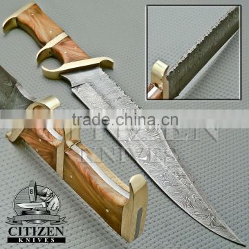 CITIZEN KNIVES, BEAUTIFUL CUSTOM HAND MADE DAMASCUS STEEL HUNTING BOWIE KNIFE