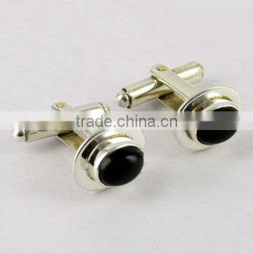 Simply Perfect Dark Black Onyx 925 Silver Cufflinks, Gemstone Silver Jewelry, Handmade Silver Jewelry