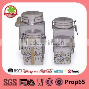 Stored In ceramic Canister Tea Coffee Sugar Set