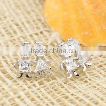 Tiny AAA Zircon Lovers Girl and Boy's Friends Stud Earrings